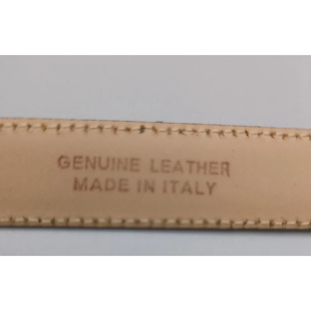 VTG Ann Taylor Dark Brown Leather Belt With Silver Cone Buckle Slim Italy Small‎